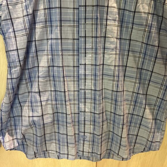 NEW no tags Bugatchi Men’s Classic Fit Blue White Plaid Check Shirt Size Large - Picture 4 of 7